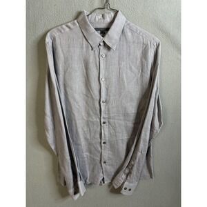 John Varvatos Button Up Men's Medium Linen Shirt Long Sleeve Gray‎ Casual